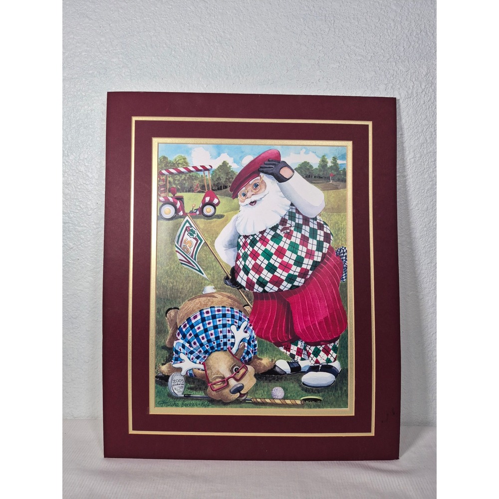 Marsha Becker-Kyle Santa Claus Reindeer Golfing Signed Numbered Art Print